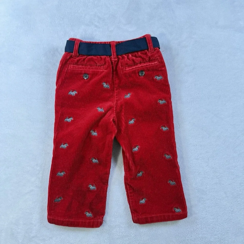 Ralph Lauren Polo Infant 18 Months Red Corduroy Puppy Pattern Pants
